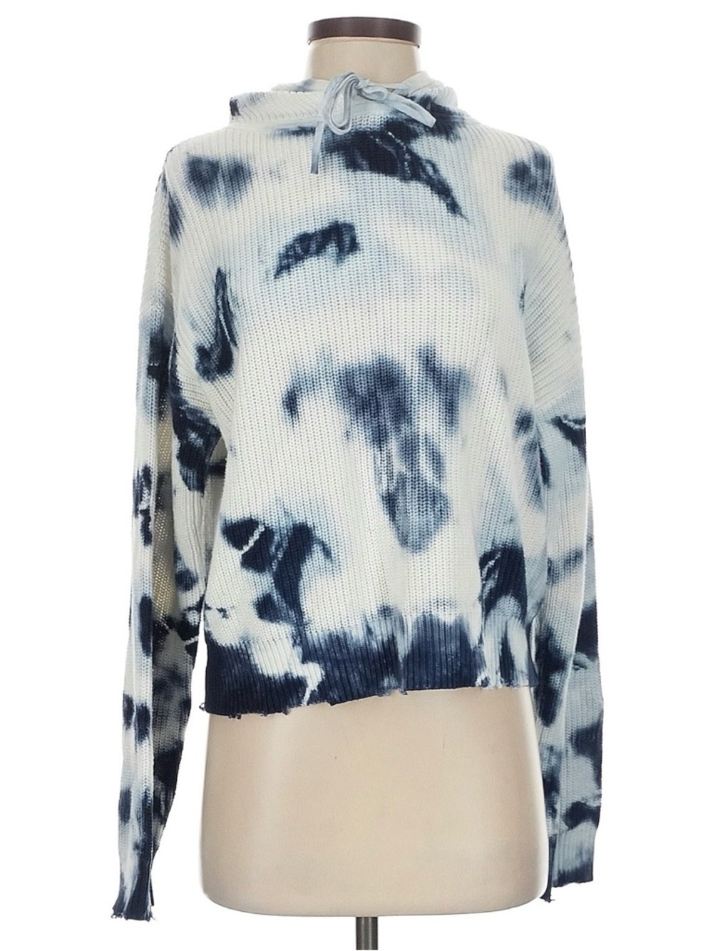 RTA 100% Cotton Distressed Blue Tie Dye Hooded Sweater Size XXS VGUC